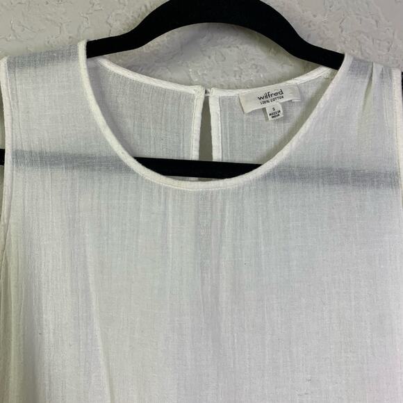 WILFRED ARITZIA Dress Small Scoop Neck Sleeveless Drop Waist Cotton Midi Pockets - Picture 3 of 13